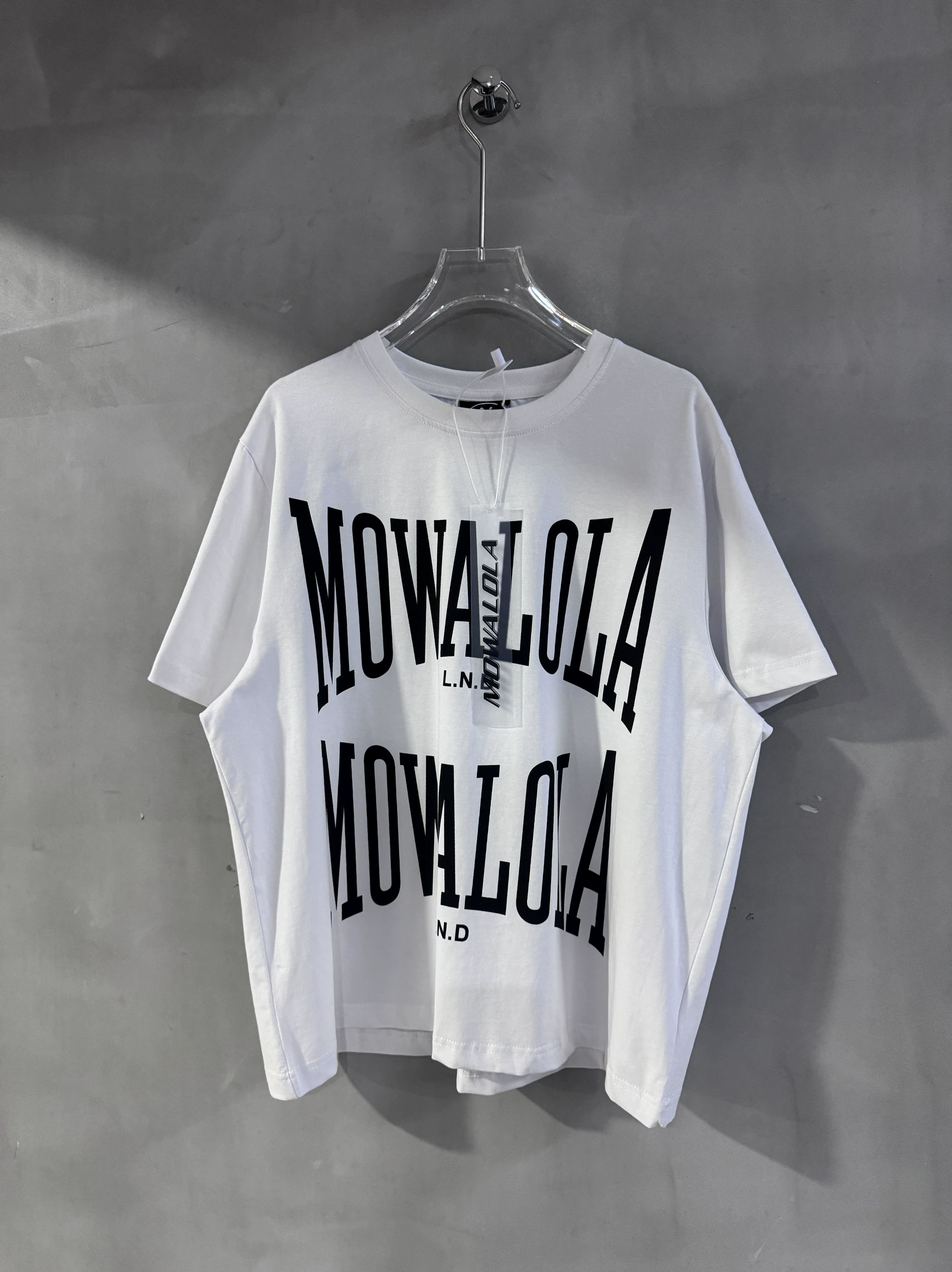 Mowalola Double Sweat 美式休闲复古字母印花修身白色短袖T恤Tee