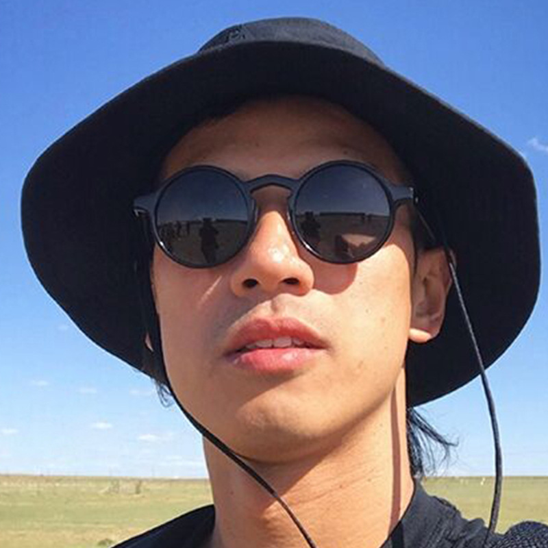 2021 New Round Frame Prince's Sunglasses Korean Style Trendy Large Frame Sunglasses Cross Border Punk Rice Nails Sunglasses