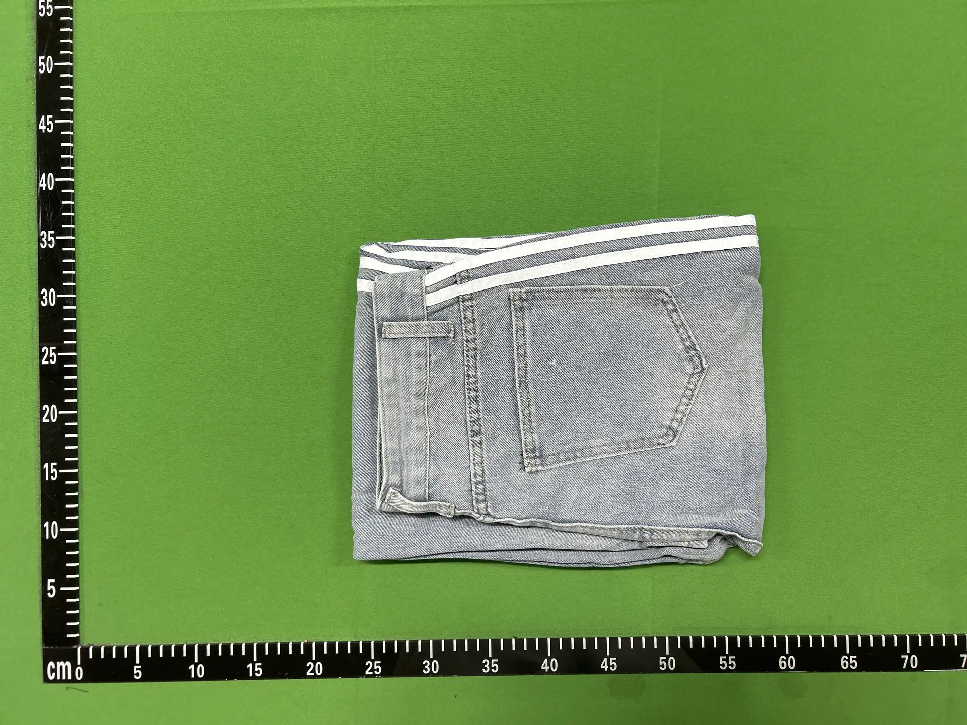Light Wash Denim Jeans with White Stripes