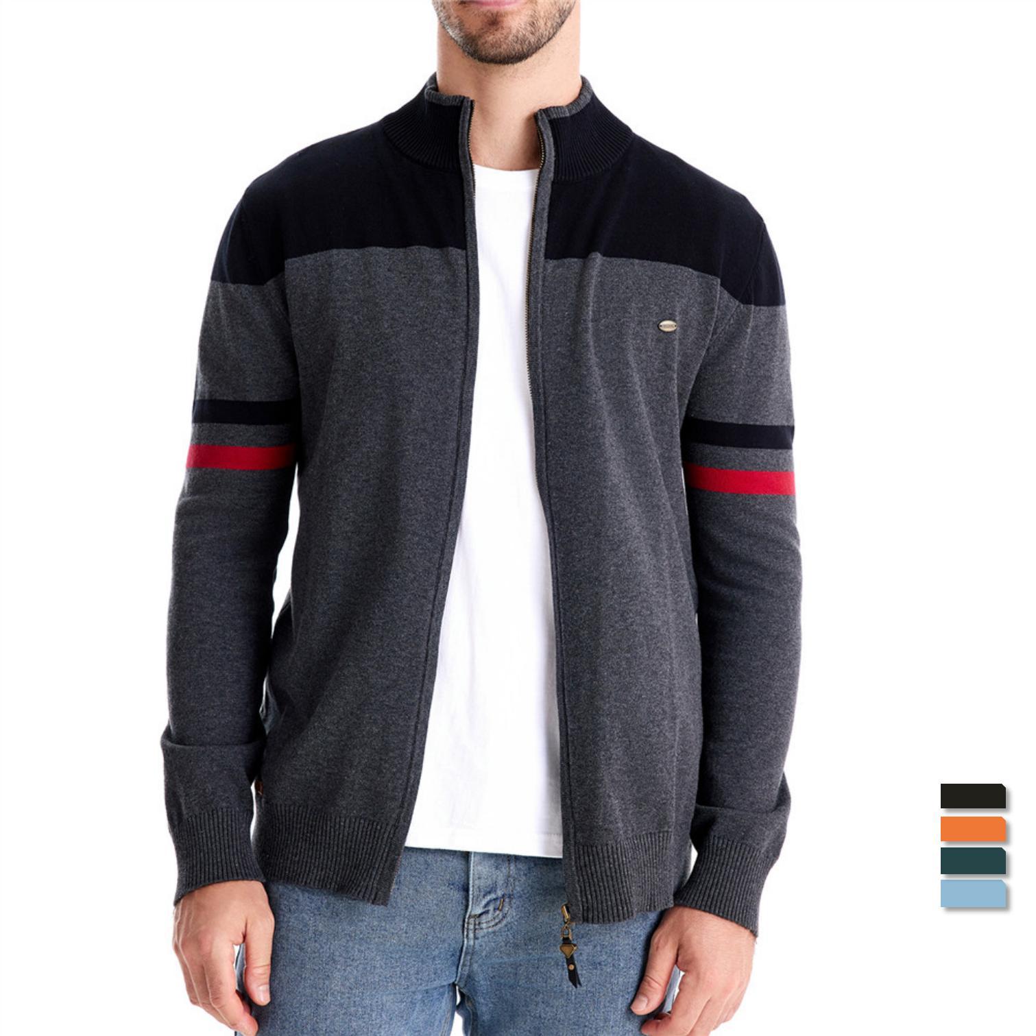 Autumn and Winter New European-size Cross-border Knitted Cardigan Men's Sweater Zipper Sweater Fashion Trendy Men's Clothing