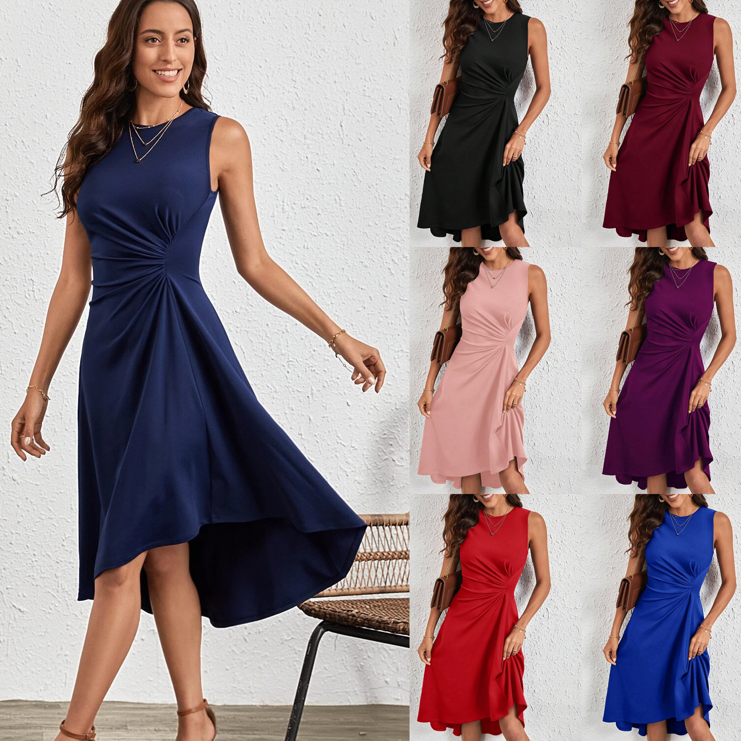 2024 cross-border European and American women's shein Amazon foreign trade skirt summer long skirt temperament commuter dress