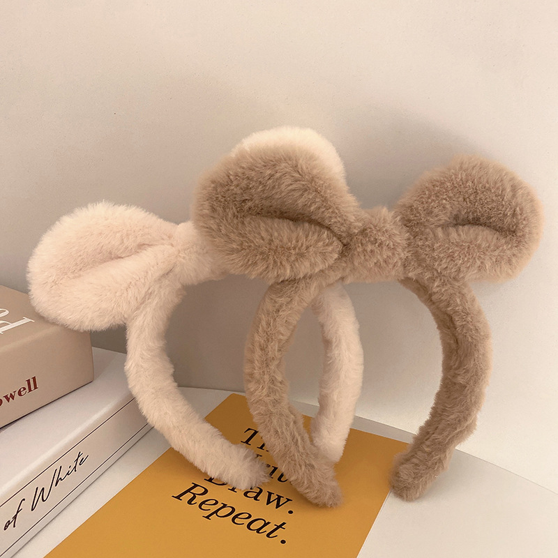 Autumn and Winter plush rabbit ears headband 2022 Internet celebrity New hairpin women's face wash hairpin hair band headband