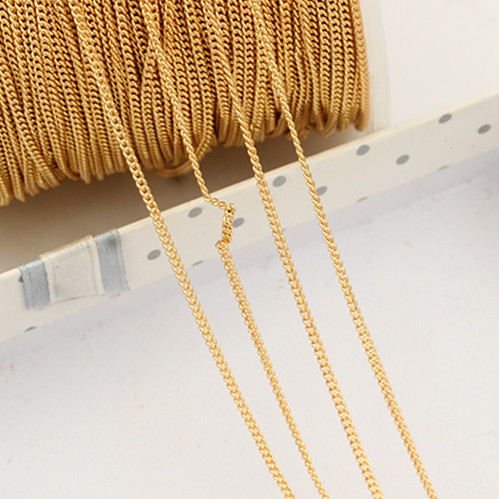 Copper plated genuine gold verpin chain chain DIY jewelry bracelet necklace clavicle chain accessories loose chain