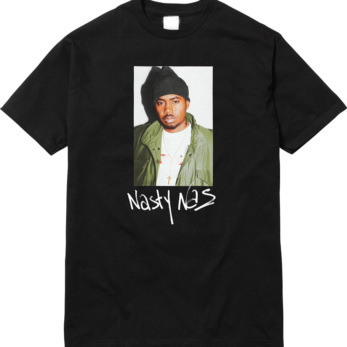 17FW Nas Tee Black Hip Hop Rapper Character Photo Loose Men's and Women's Trendy Brand Short Sleeve T-Shirt Trendy