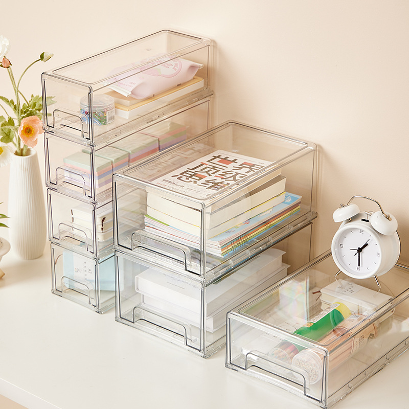 Desk Miscellaneous Storage Box Drawer-Type Acrylic Transparent Large-Capacity Dormitory Desktop Cosmetics Mask Storage Basket