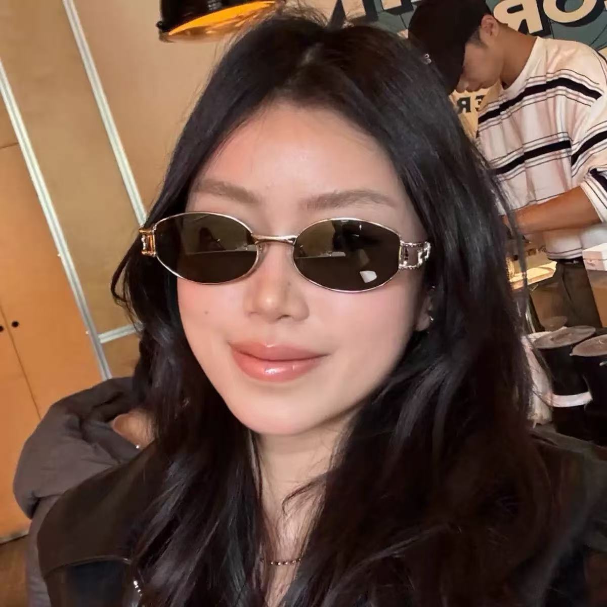 New European and American Retro Versatile Oval Old Money Style High-End Personality Sweet Sunglasses Cross-Border Wholesale