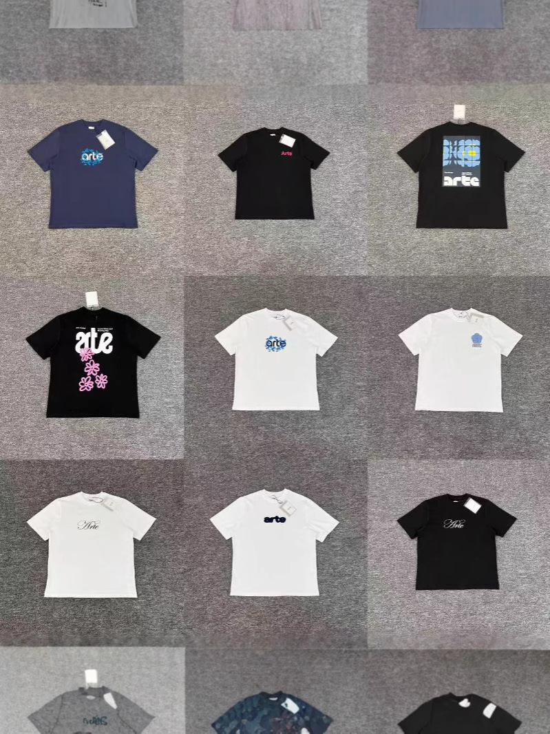 Arte Multi Flower Tee Flower Letter Short-sleeved T-shirt Loose Casual Men's and Women's Couples Fashion