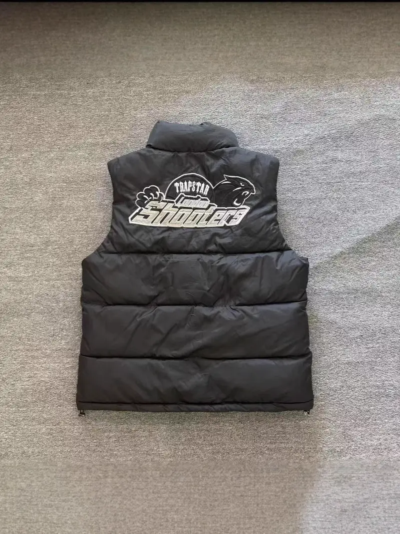 European and American Trapstar Trendy Brand Vest Tiger Head Logo Pattern Black Vest Outer Wear Versatile Couple Thermal Vest