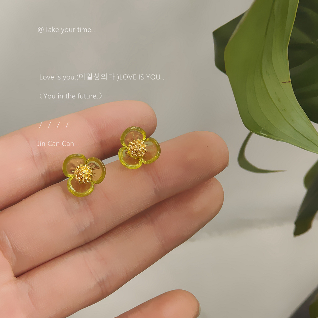 Summer @ bright eyes factory design fresh green flower earrings 2023 new online popular ins earrings earrings
