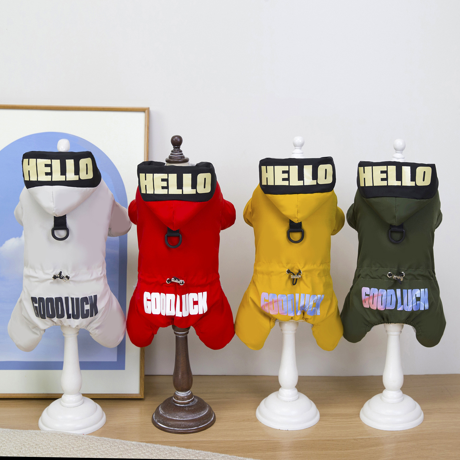 Dog Clothes Autumn and Winter New Clothing Teddy Pet Clothes Winter Plus Four-Legged 25 Hat Printed Four-Legged Cotton Coat