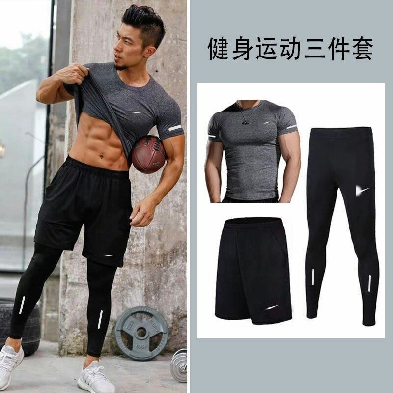 Nike Dri-FIT Men's Training Short-Sleeved T-Shirt and Pants Set White/Black