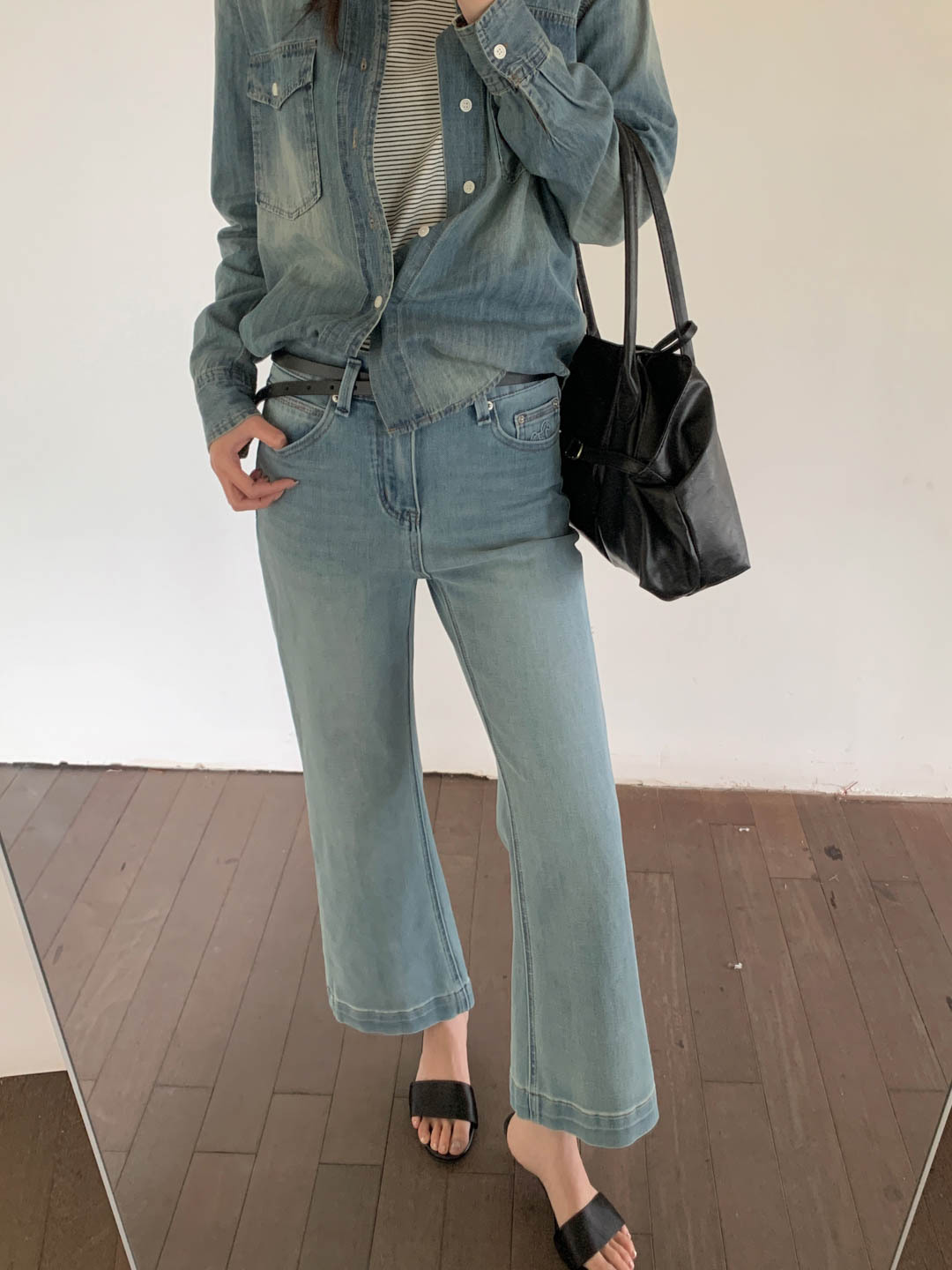 Gagd Four-Way Stretch Cropped Flared Jeans for Women, Comfortable and Slimming for All Seasons, Stretchy Flared Jeans for Commuting