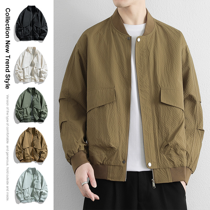Baseball Collar Jacket Men's Spring and Autumn 2025 New Loose Work Jacket Men's High-end Casual Top Clothes