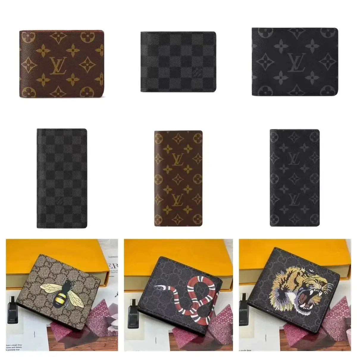 Louis Vuitton and Gucci wallets