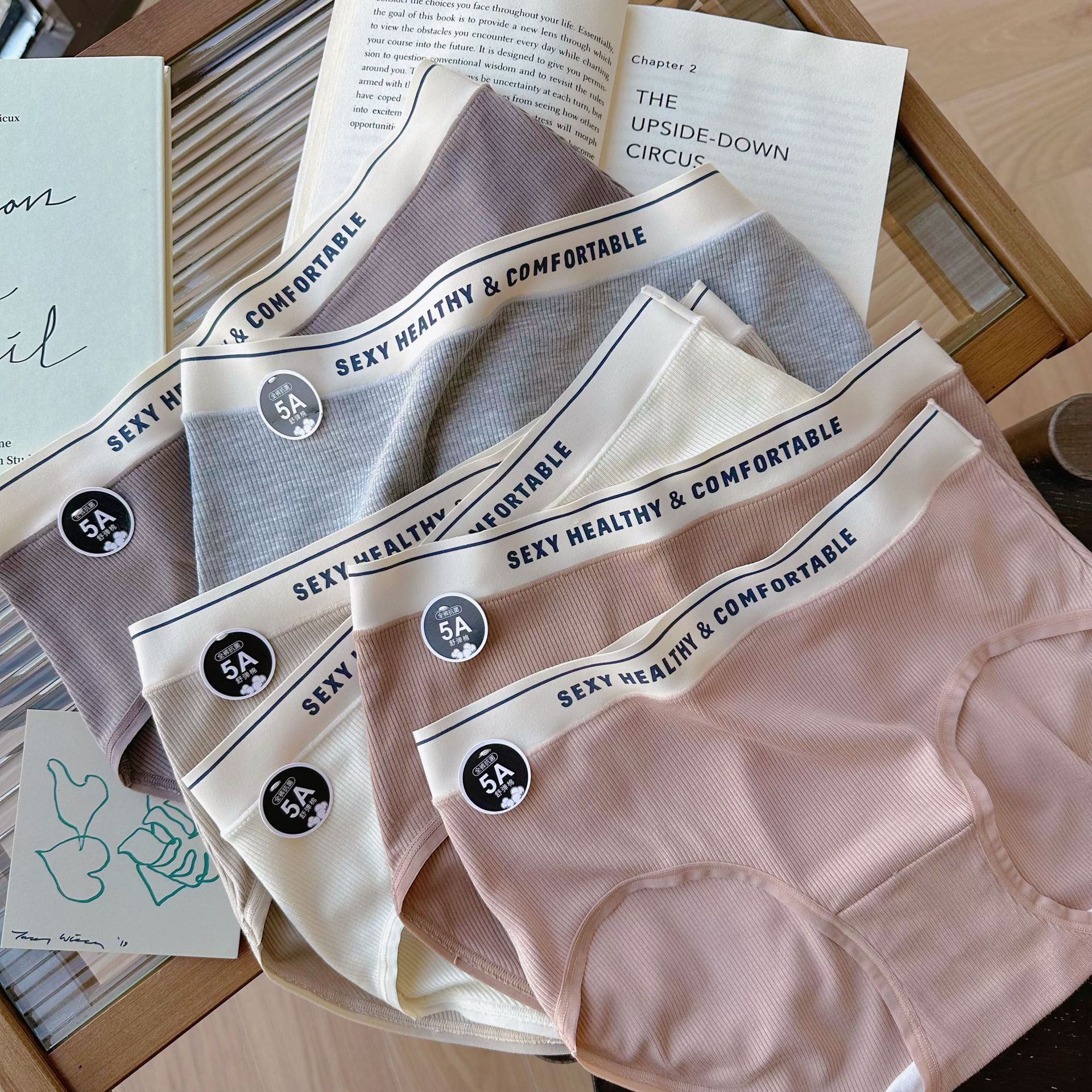 Clearance N82995A Antibacterial Soft Color Series Stretch Cotton Mid-Waist Lettered Waistband Pure Cotton Crotch Women's Underwear Three-Pack