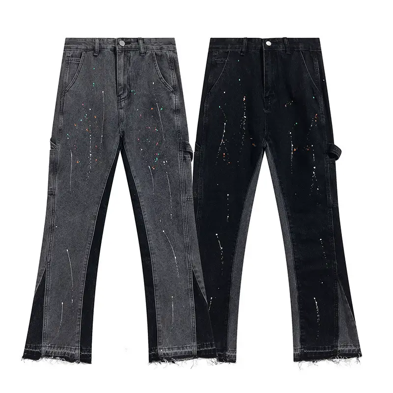Gallery Dept micro denim jeans American high street loose washed and old ink splicing vibe style pants