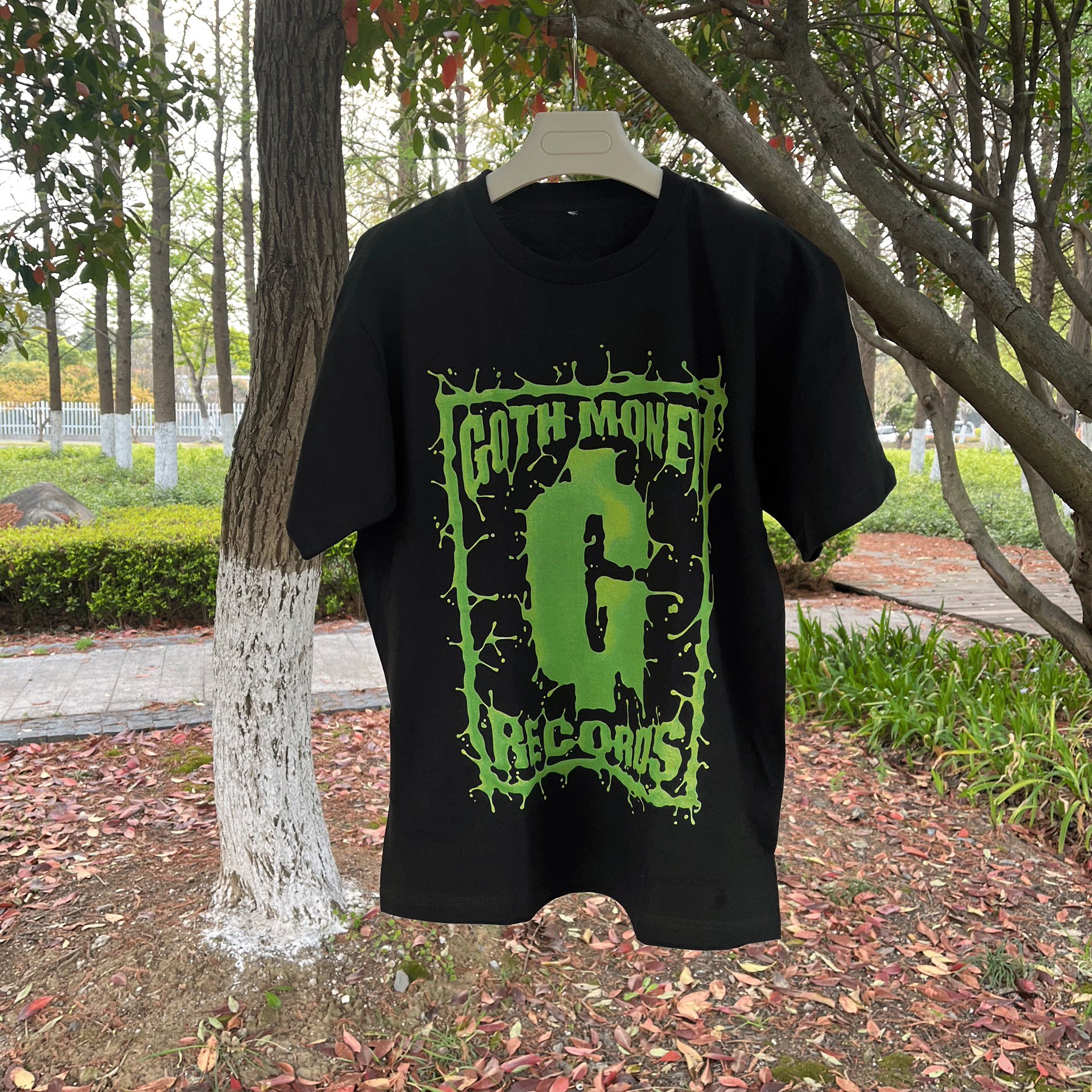 Goth money x Drain gang周边限定圆筒复古针织T恤短袖