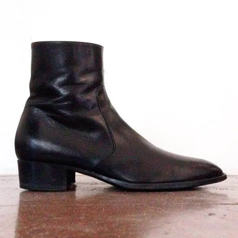 2025 Summer Europe and the United States CHELSEA BOOT Chelsea boots men's cowhide British伦尖头高帮马丁靴潮