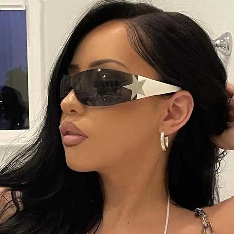 Siamese Frameless Pentagonal Star Sunglasses Wholesale Millennium Spice Girls Street y2k Glasses Women's European and American Personality Sunglasses