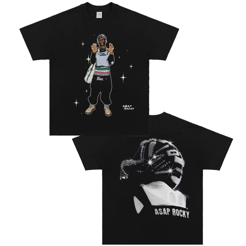 Asap Loki Hip Hop Rap Digital Direct Spray Breathable Printed T-shirt Vintage Loose Cotton Short Sleeve Top