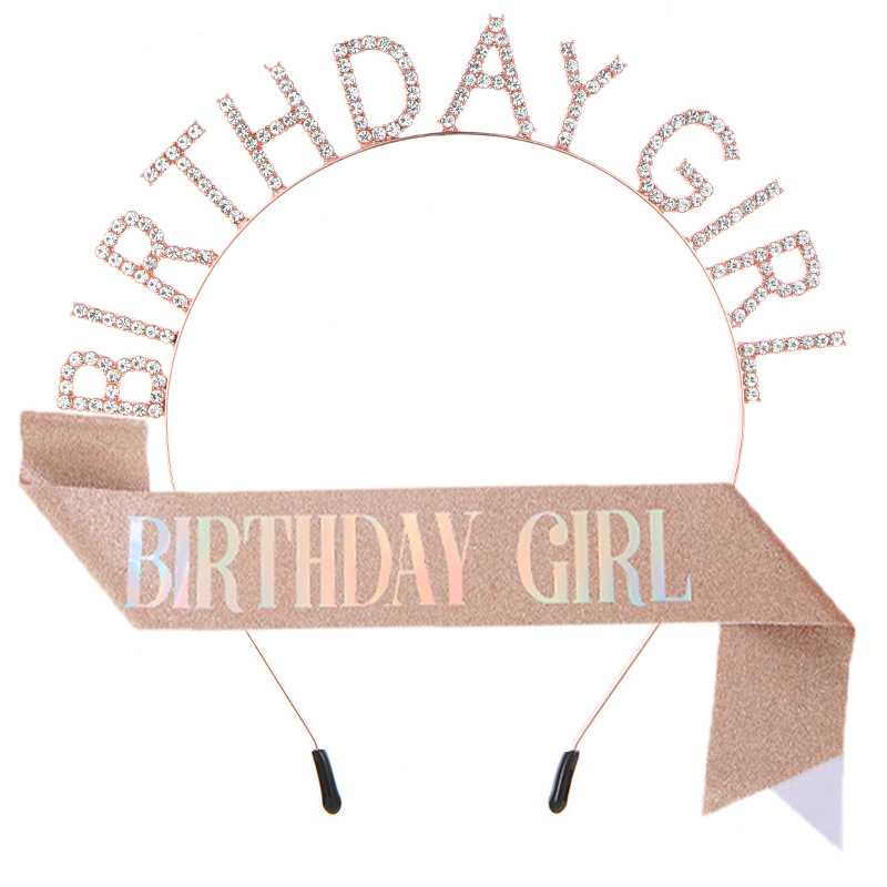 European and American Fashion BIRTHDAY Party Girls' Hairband Belt BIRTHDAY GIRL Headband Headwear Shoulder Belt Courtesy Belt