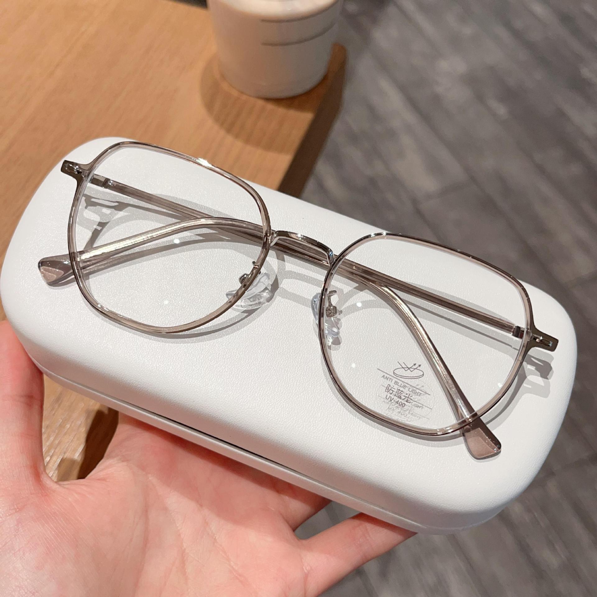 New ultra-light net red retro polygon gold glue combination anti-blue light glasses frame wholesale can be equipped with power glasses