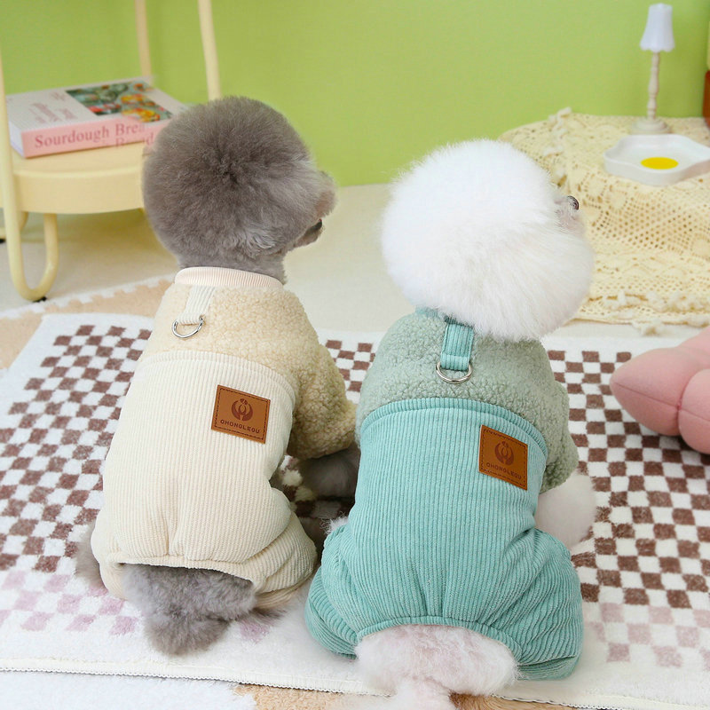 Pet Dog Dog Clothes Autumn and Winter New Teddy Clothes Dog Clothing Thickened Comfortable Warm 24 Enlightenment Four-Leg Cotton Clothes