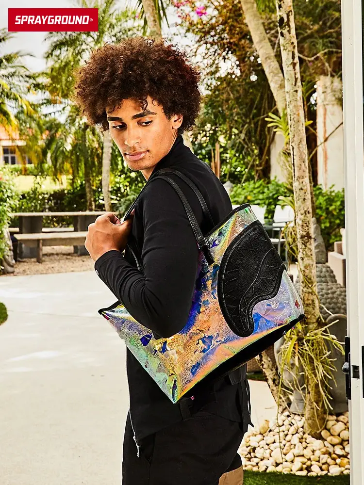 Sprayground Laser Transparent Tote Bag Versatile Jelly Shoulder Handbag Women's Ins Style Bag Trend