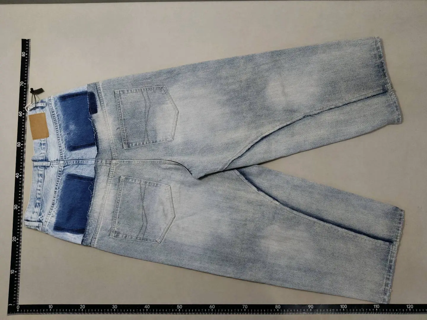 Mijko Men's and Women's Cut-Up Double-Layer Double-Waist Splicing Baggy Jeans for Men and Women, Washed Distressed Pants