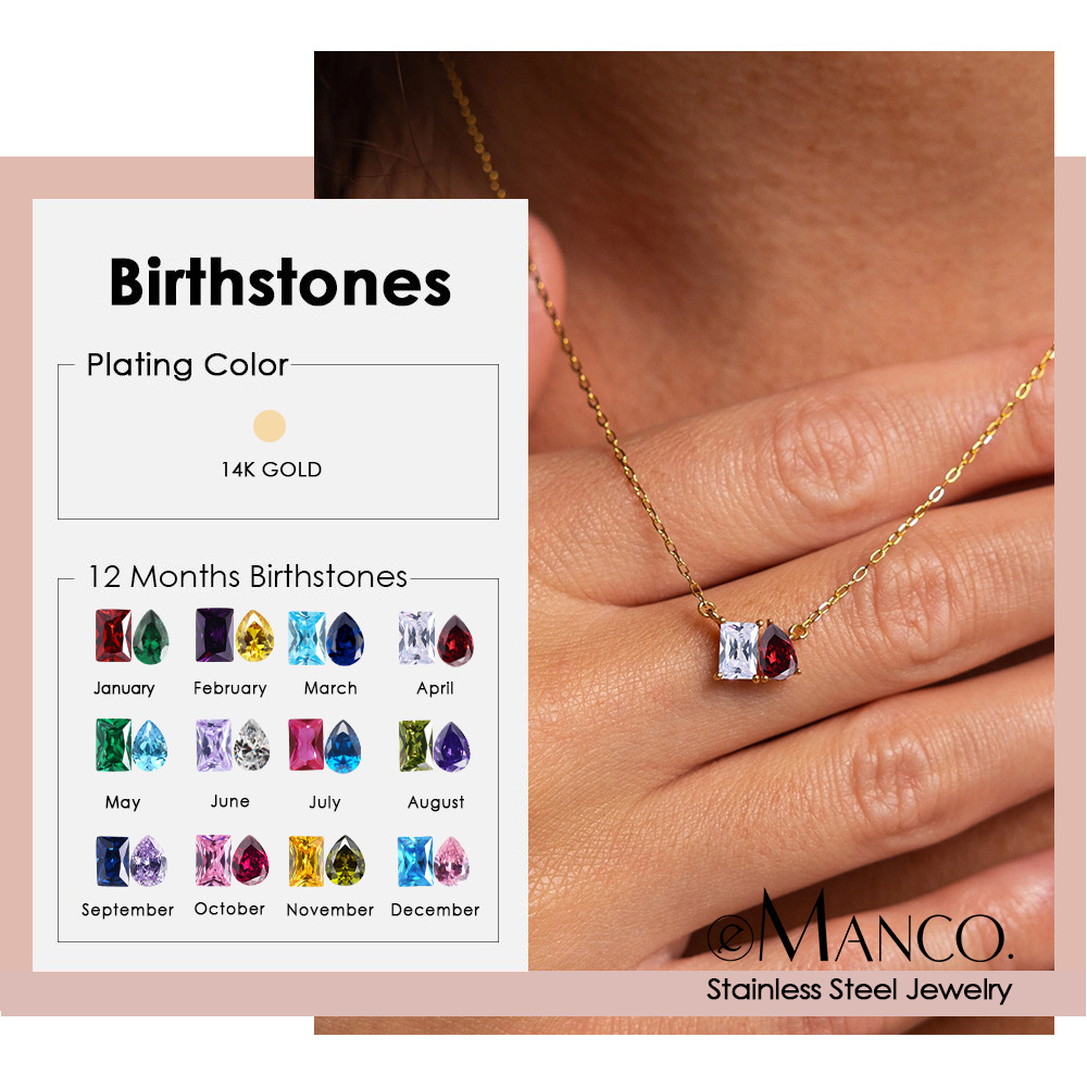 Emanco December Birthstone Romantic Heart-Shaped 14K Gold-Plated Necklace Pendant Red Heart Colorful Crystal Zircon