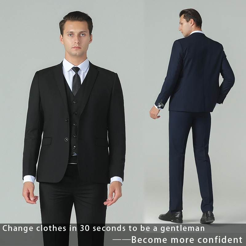 Men's Suit Business Formal Suit Three-Piece Suit Large Size Suit Jacket Men's Best Man and Groom Wedding Dress Foreign Trade QC-foto från 1688 på Qualit.ly