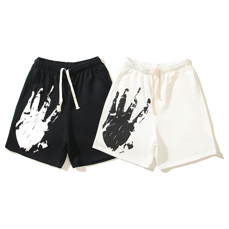 Revenge Foam Palm Print Sanskrit Shorts Casual Five-Quarter Pants for Men and Women Loose Sports Pants Beach Pants Trendy