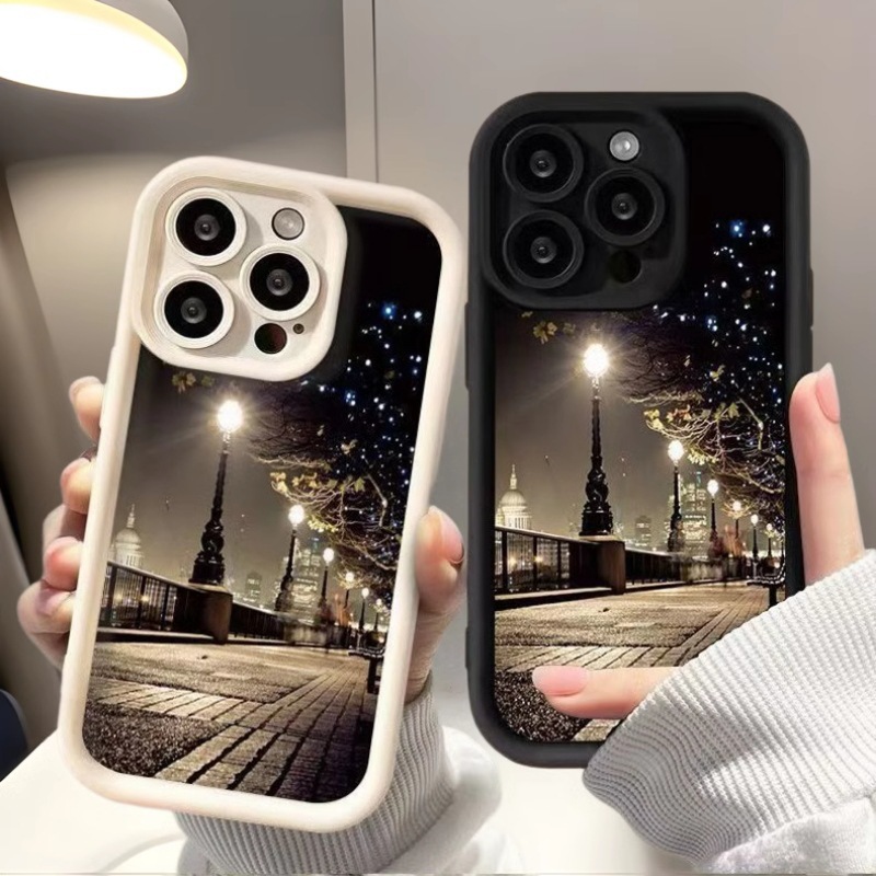Night View by the River Suitable for Iphone16Plus Creative Apple 15 Stylish 14 Trendyy 13 Anti-Fall Mobile Phone Case 12 Soft