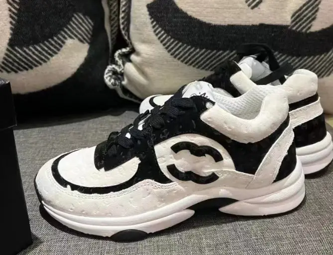 Chanel style thick-soled sports shoes, genuine leather soft-soled casual shoes for women