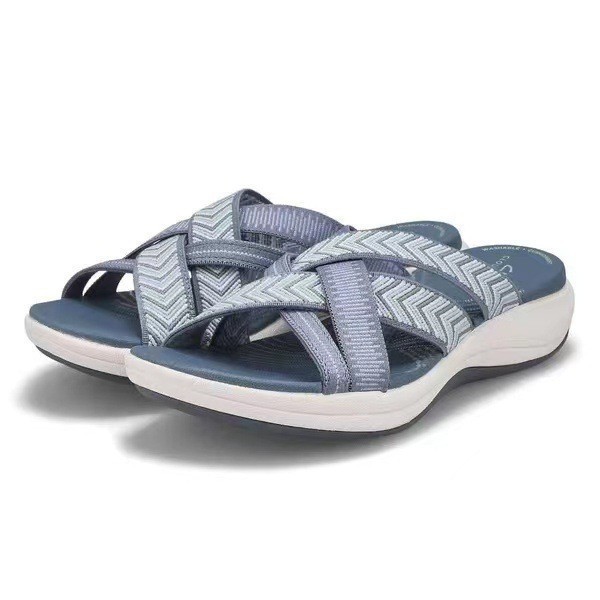 Cross-Border Foreign Trade Women's Shoes Foreign Trade Summer New Wedge Heel Fly Woven Cross Sandals European and American Large Size Round Toe Slippers for Women