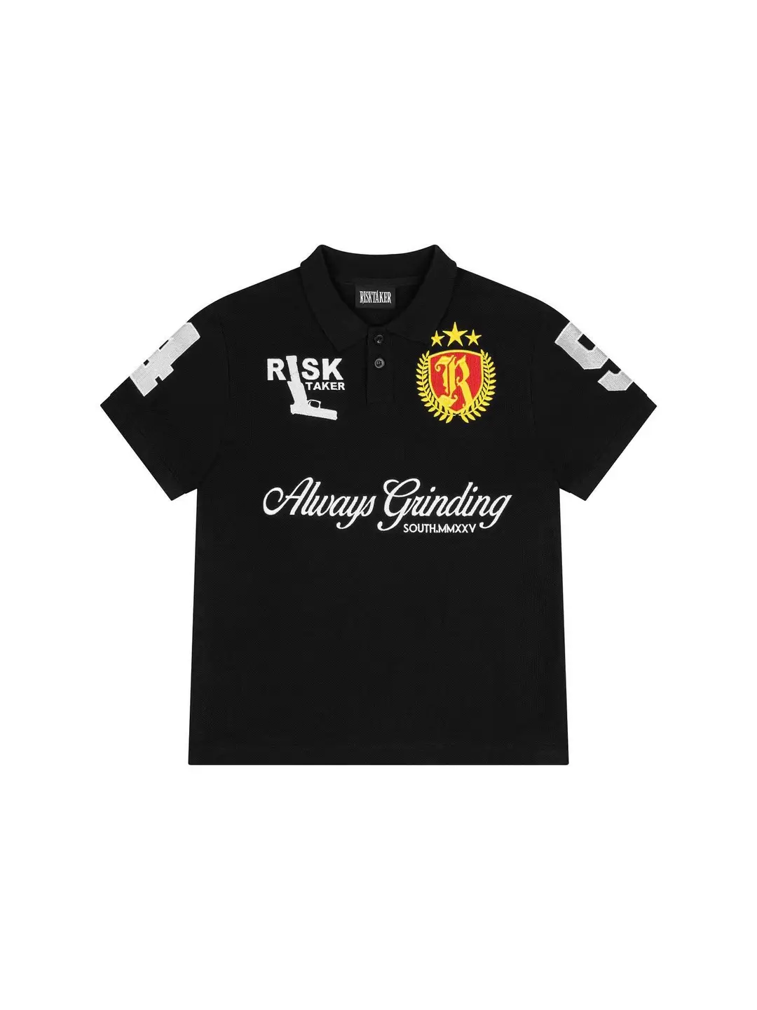 Trendy European and American Style Design No. 45 Sports Number with Gun 3D Embroidery Pattern Men's Cool Top