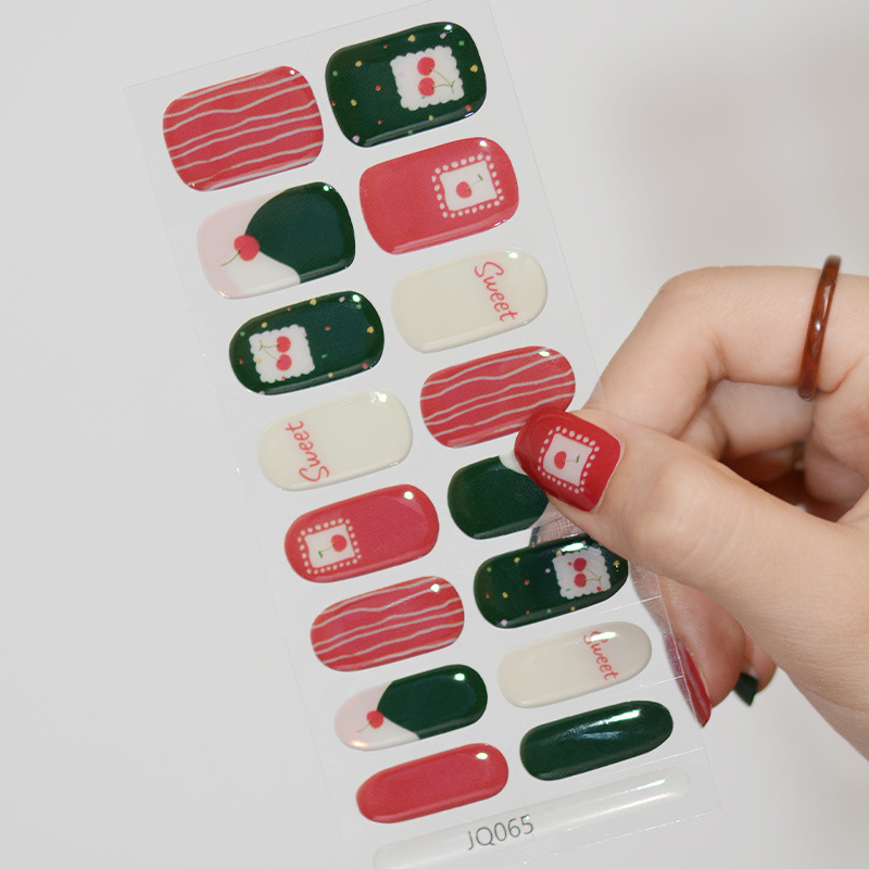 Christmas Gel Nail Stickers Cross-Border European and American Cute Autumn and Winter Nail Stickers Cartoon Amazon Semi-Baked Nail Stickers
