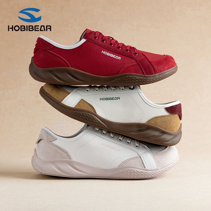 Hobibear Spring and Autumn Pu Leather Wide-Toe Shoes with Soft Soles, Stain-Resistant, Everyday Casual Shoes for Men and Women, Sports Shoes, Direct Sales from the Manufacturer