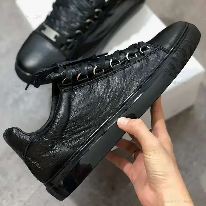 In-Stock New European Style Cross-Border Pleated Genuine Leather Low-Top High-Top Classic Casual Versatile Men's Trendy Sneakers