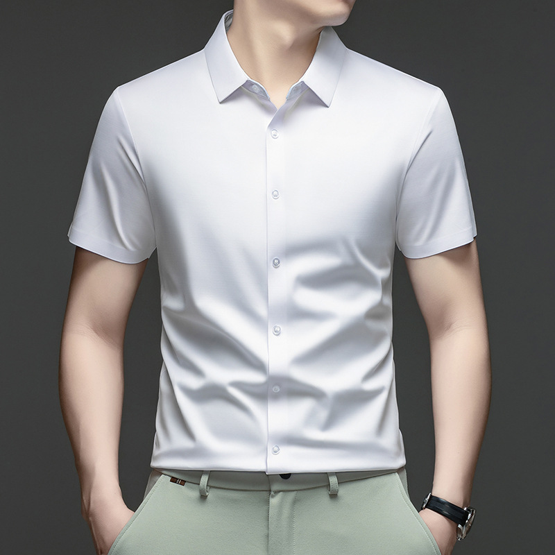 Men's Seamless Short-Sleeve Shirt for Export, Summer Casual T-Shirt, White Shirt for Dad, Factory Direct Shipment