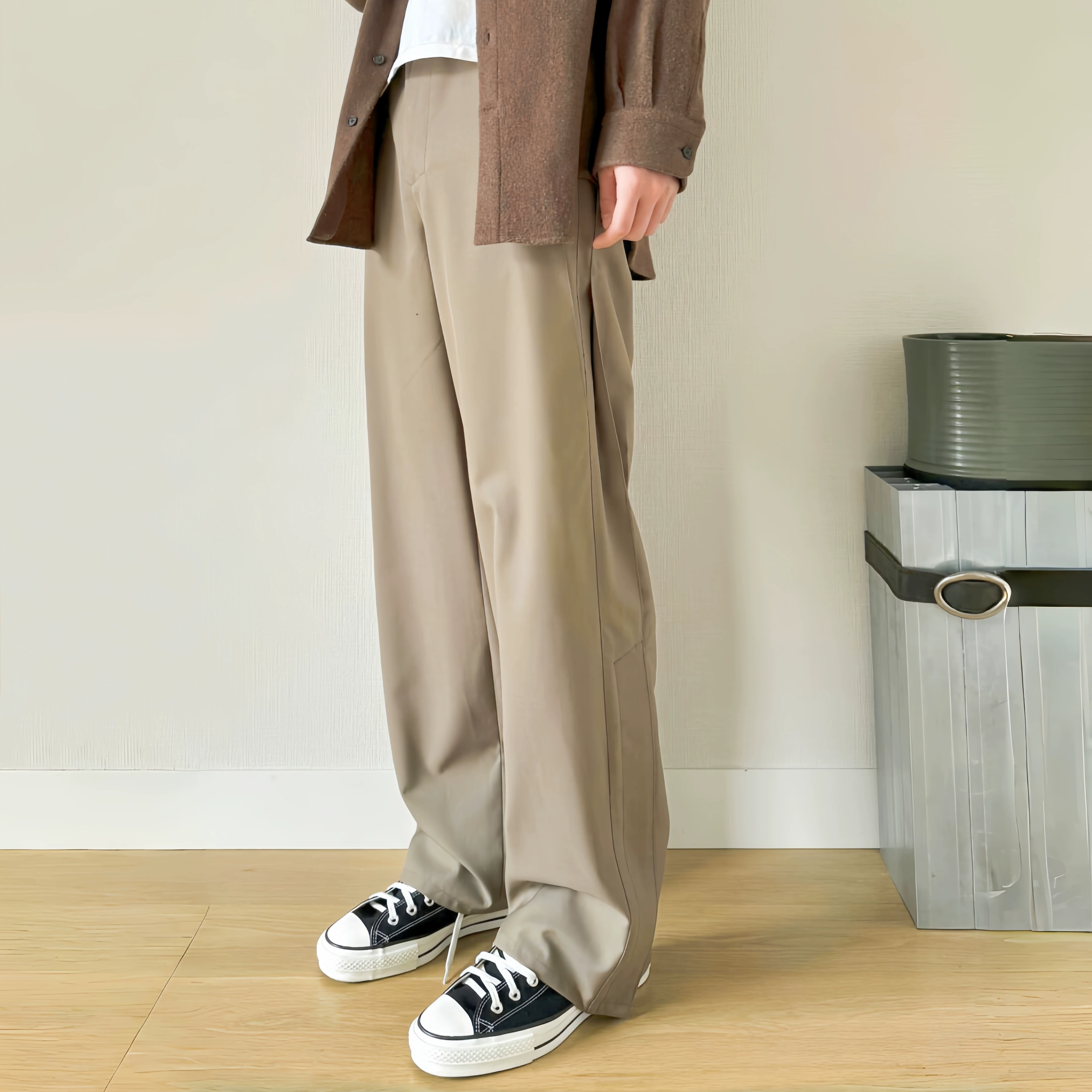 Vujade008-GALA three-dimensional cut spun wool pants casual versatile straight zipper pants Kenijima