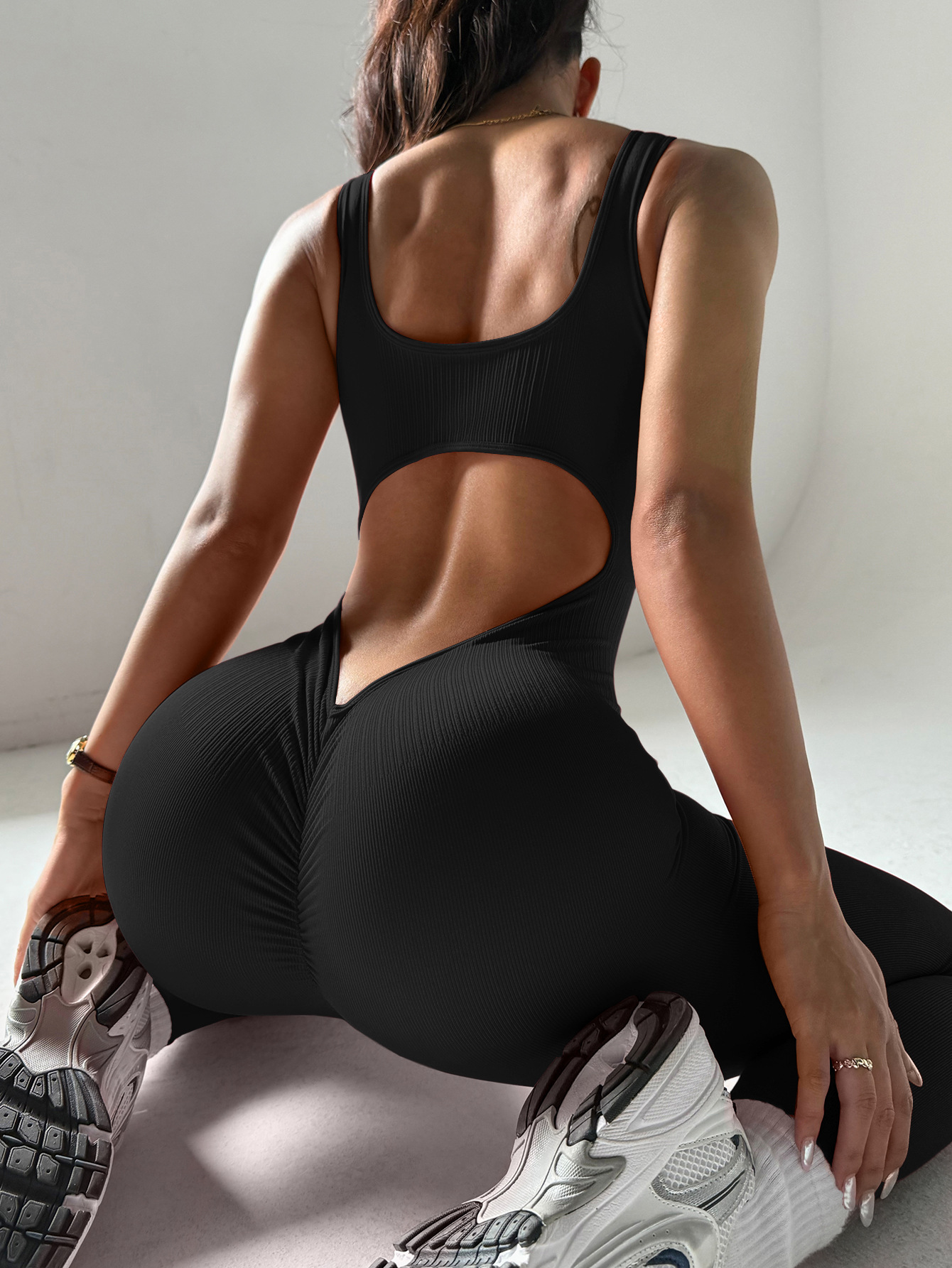 Cross-border European and American Tight Jumpsuit, Sexy Beautiful Back Fitness Clothing, Women's High-elastic All-in-one Pants, One-piece Yoga Clothing
