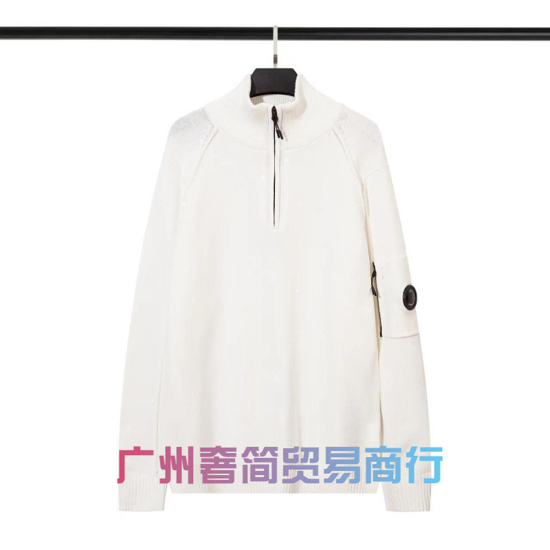 Cp Lens Badge Functional Knitwear Autumn and Winter Company European and American Pullover Stand Collar Half-Zip Knitted Woolen Knitwear
