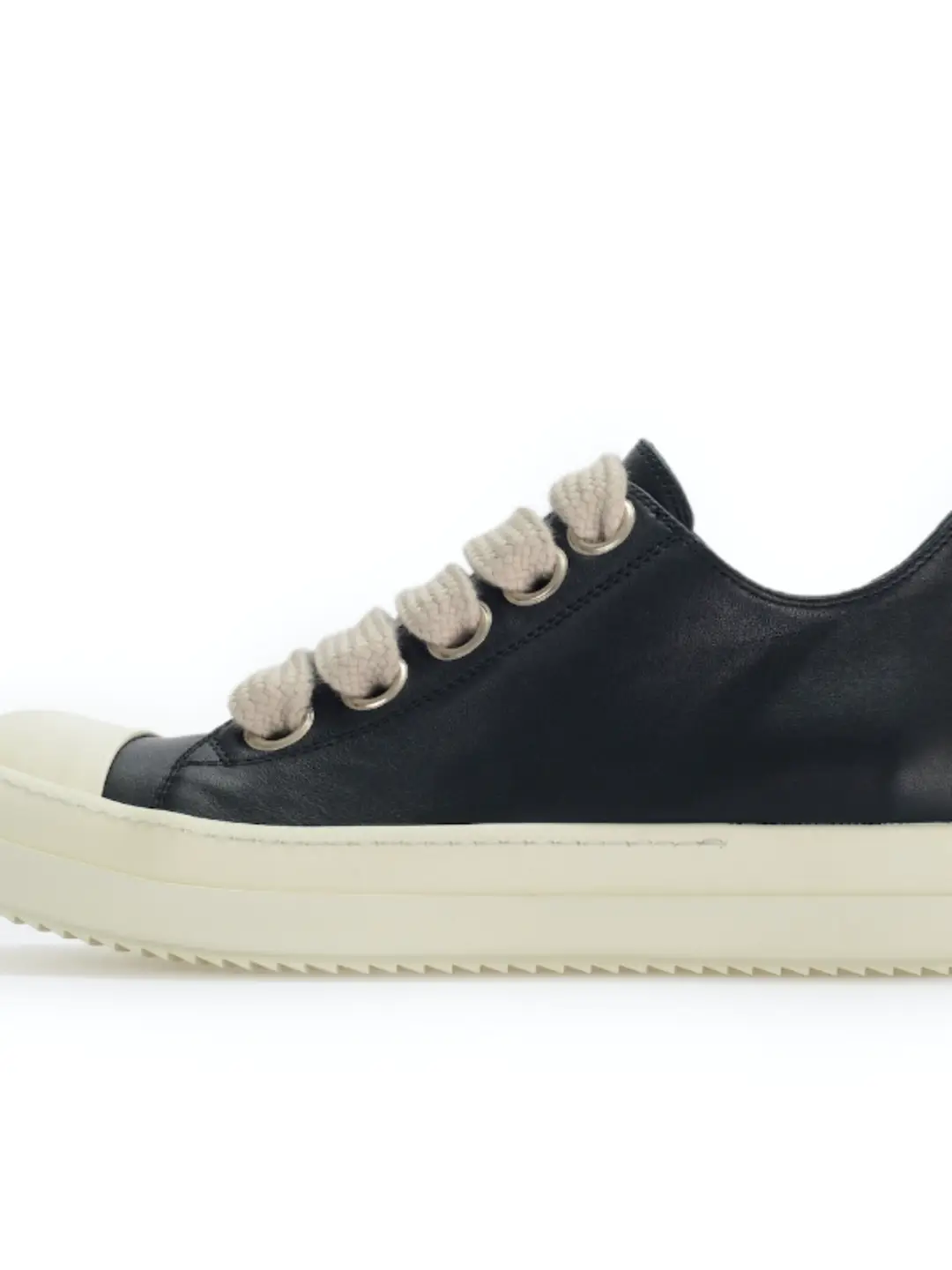 Rick Owens Ramones Low Ankle Black Leather Jumbo Laces