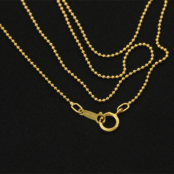 American 14K gold necklace finished chain chain clavicle chain bead chain bean chain round bead chain gold injection finished chain