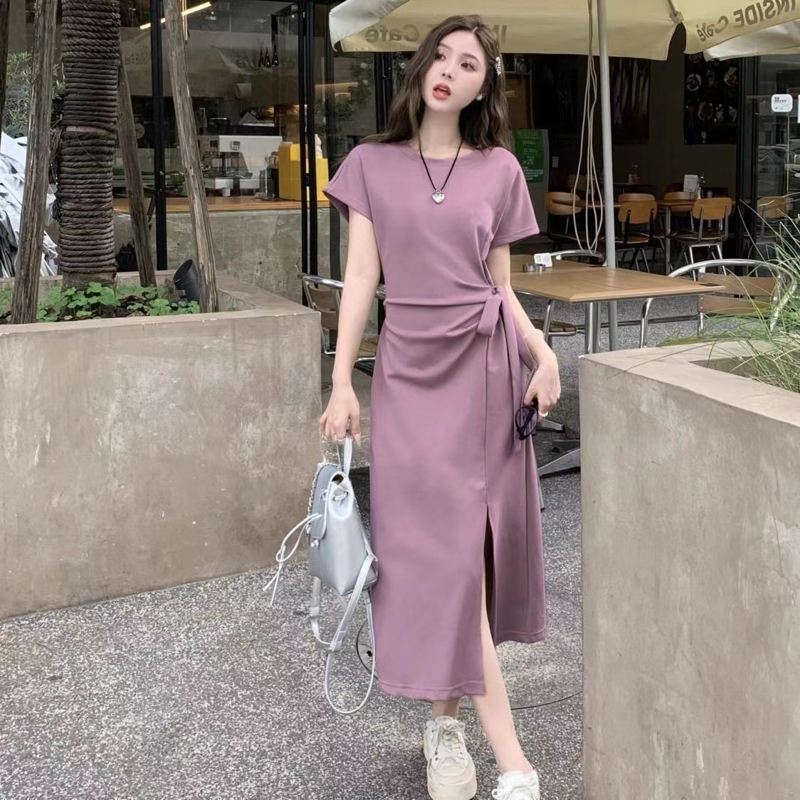 Hepburn-Style Black Dress for Women, Summer 2026 New Fashion Tea Break French Slit Long Dress for Petite Women