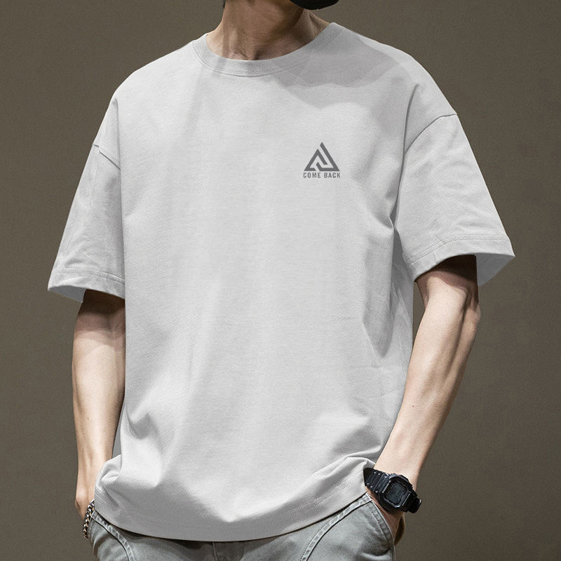 Pure Cotton Short-sleeved T-shirt Men's Summer Trendy Round Neck Half-sleeved T-shirt All-match Loose plus size Top for Students