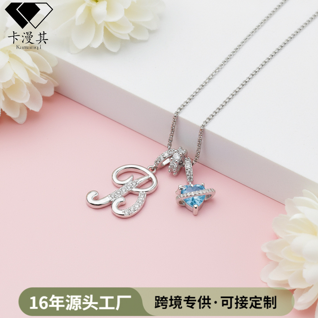 Kamanqi Cross-Border Tk Popular Dopamine 26 English Letter Necklace Sweet Girl Jewelry Accessible Luxury and High-End Sense