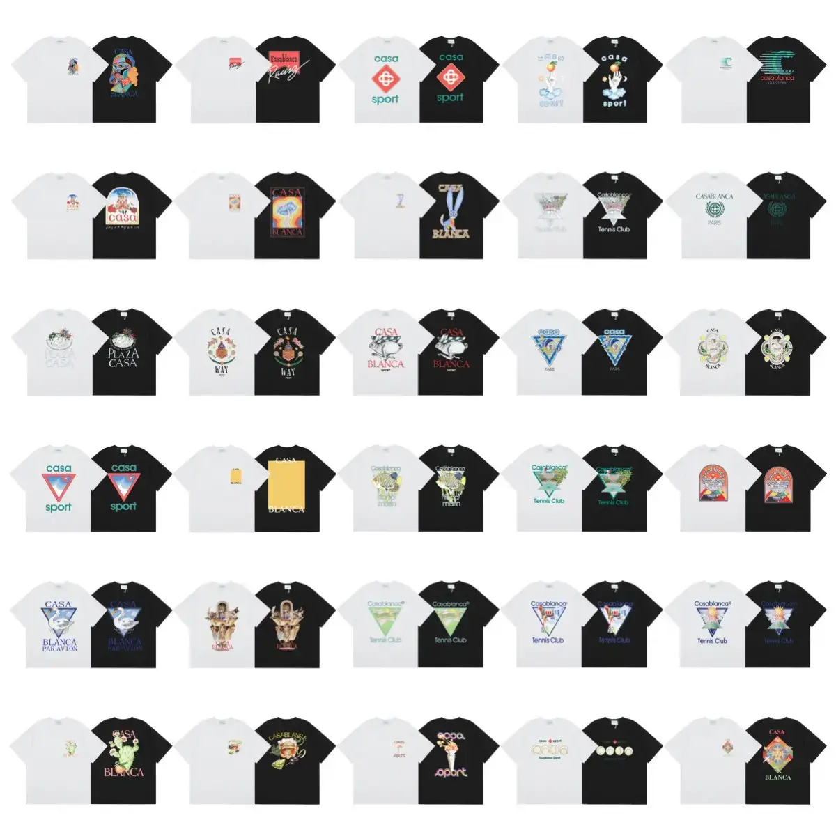 Cross-border Casablanca Casablanca Tennis Club Summer Men's and Women's Loose Casual Trendy Short-sleeved T-shirt