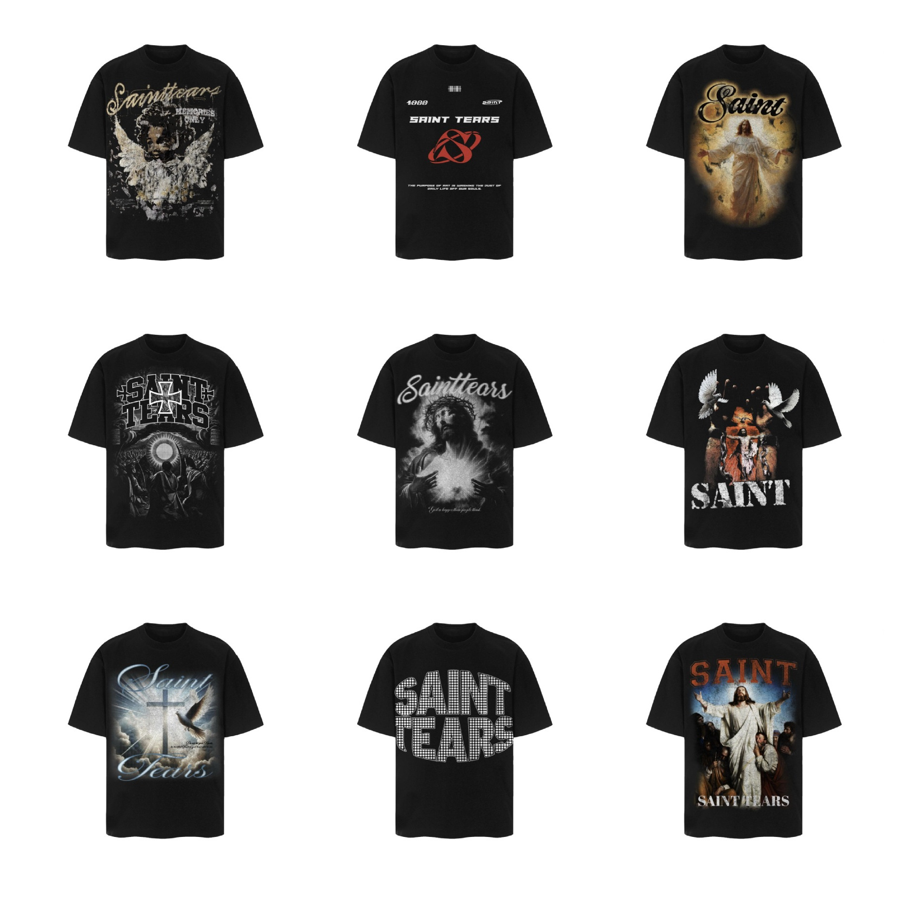 25Ss Cross-Border European and American Trendy Brand High Street Loose Casual Retro Short-Sleeved T-Shirt for Men and Women Printed Tee Letter Portrait Body QC-foto från 1688 på Qualit.ly